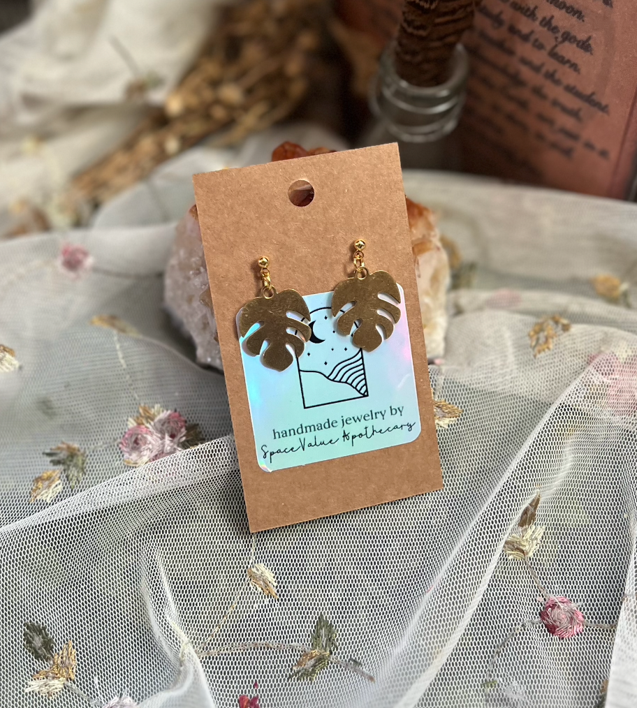 Monstera Stud Earrings