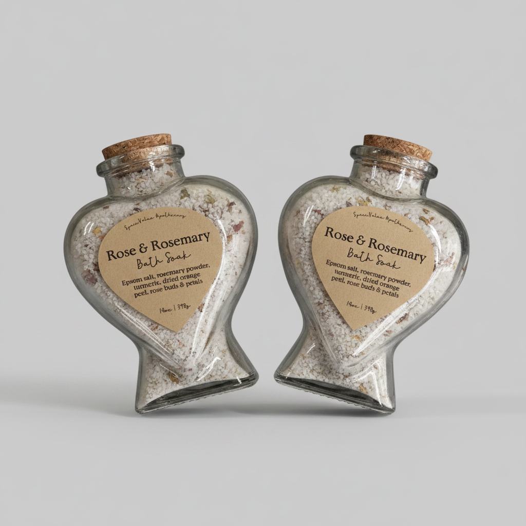 Rose & Rosemary Bath Soak ~ Heart Bottle