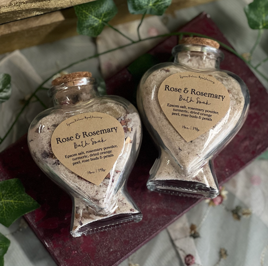 Rose & Rosemary Bath Soak ~ Heart Bottle