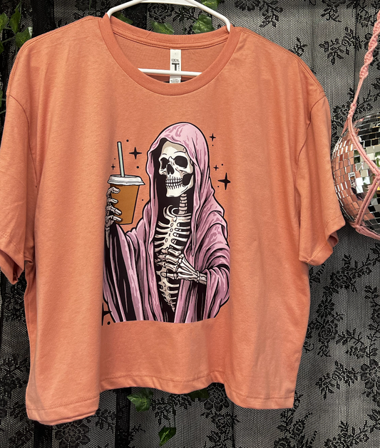 Skeleton Coffee Crop Top